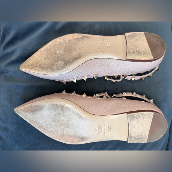 Authentic Valentino Poudre grained ROCKSTUD CAGED BALLET FLAT - Picture 5 of 7
